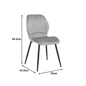 Scaun dining Jelour, tapițat cu catifea, Galben/Negru, 55 × 54,5 × 84,5 cm - Img 5