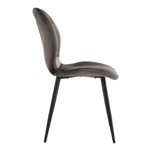 Scaun dining Jelour, tapițat cu catifea, Gri închis/Negru, 55 × 54,5 × 84,5 cm - Img 3