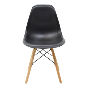 Scaun dining Julita, din polipropilenă, Negru/Natur, 46 × 52 × 81 cm - Img 4