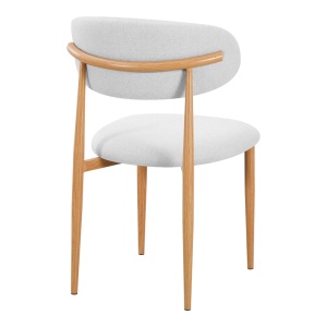 Scaun dining Kaourt, tapițat cu material textil, Gri/Natur, 49 × 55 × 80 cm - Img 3