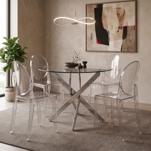 Scaun dining Narova, din policarbonat, Transparent, 40 × 45 × 92 cm
