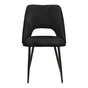 Scaun dining Nelda, tapițat cu catifea, Negru, 44 × 58 × 82 cm - Img 5