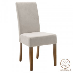 Scaun Ditta cu material textil gri - picioare din lemn, culoarea nuc - Img 1