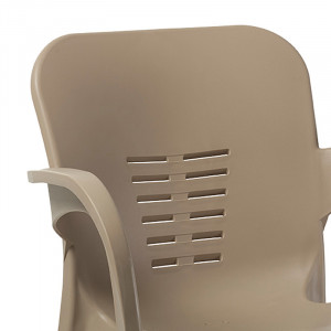 Scaun exterior Feast plastic culoare cappuccino, picior de aluminiu - Img 2