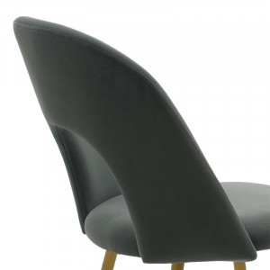 Scaun Jonah catifea gri inchis picioare culoare lemn natural 55x57x87cm - Img 6