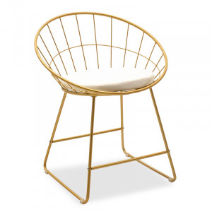 Scaun Model Seth, Auriu/alb, 58x50x71 cm - Img 1