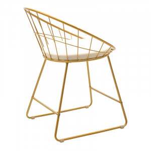 Scaun Model Seth, Auriu/alb, 58x50x71 cm - Img 3