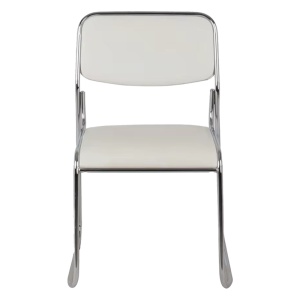 Scaun stivuibil Randin, alb/crom, 42x44x77 cm - Img 2