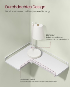Set 2 rafturi de colț suspendate, PAL și oțel, Alb, 40 × 29 × 14 cm - Img 4