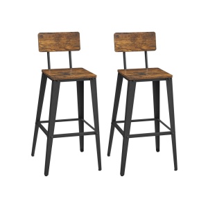 Set 2 scaune de bar Model Ellis, Maro rustic/Negru, 45.4x45.4x102.2 cm - Img 2