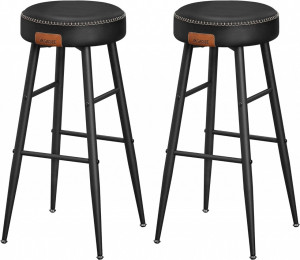 Set 2 scaune de bar Model Emberly, Negru, 51.6x51.6x75 cm - Img 2