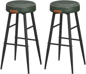 Set 2 scaune de bar Model Emberly, Verde/Negru, 51.6x51.6x75 cm - Img 2