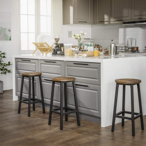 Set 2 scaune de bar Model Kimberly, Maro rustic/Negru, 30x30x65 cm - Img 7