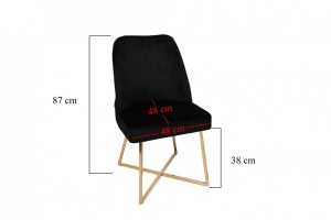 Set 2 scaune Model Madrid, Negru/Gri/Auriu, 50x49x90 cm - Img 9