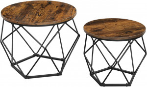 Set 2Masute de Cafea Model Brianna, 50x50x40 cm, Maro/Negru - Img 2