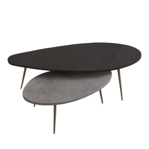 Set 2Masute de Cafea Model Monty, Negru/Gri, 116x46x46 cm