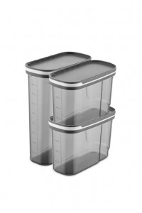 Set 3 cutii de depozitare alimente BNM3, Antracit - Img 2