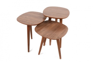 Set 3 Masute de Cafea Model Graham, 41x39x47/41x39x53/41x39x59 cm, Nuc, Lemn - Img 2