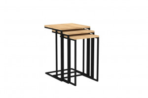 Set 3 Masute de Cafea Model Mabel, 40x40x60/38x34x56/38x28x52 cm, Stejar deschis - Img 3