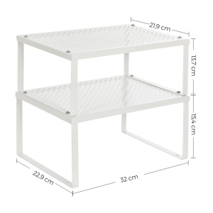 Set 4 organizatoare modulare pentru bucătărie, extensibile și suprapozabile, Metal, Alb, 32 × 22,9 × 15,4 cm - Img 6