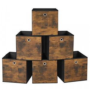 Set 6 Cutii de Depozitare Pliabile Model Mathias, Negru, 30x30x30 cm