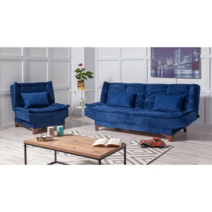 Set canapea extensibilă Kelebek Albastru inchis 190x90x85 cm - Img 1