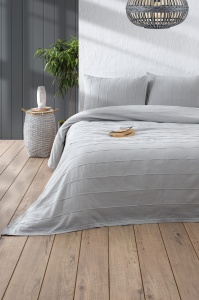Set Cuvertura Pique Model Sedef Grey