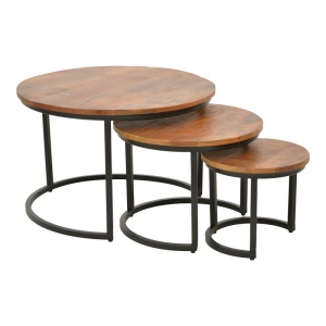 Set de 3 măsuțe de cafea Frina, nuc/negru, 70x70x45 cm - Img 2