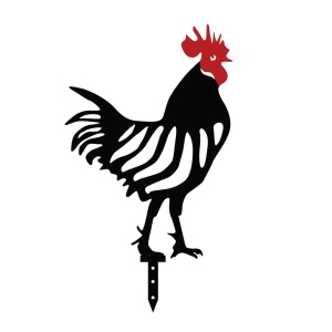 Set de accesorii metalice decorative pentru gradina Chicken Negru 24x33 cm - Img 3
