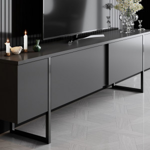 Set de mobilier pentru living Luxe, Antracit- Negru - Img 5