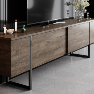 Set de mobilier pentru living Luxe, Nuc- Negru - Img 6