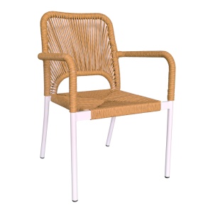 Set Masa si Scaune de Exterior, 7 Piese, Model Nares-Norture, Natural/Alb, 180x90x72.5 cm - Img 5