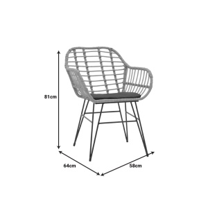 Set Masa si Scaune de Gradina, 3 Piese, Model Naoki, Natural/Negru, 80x80x78 cm - Img 11