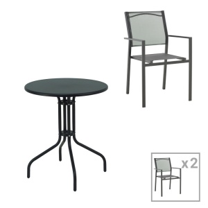 Set Masa si Scaune de Gradina, 3 Piese, Model Vergo-Confidence, Negru, D60x70 cm
