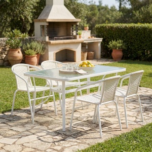 Set Masa si Scaune Gradina Valor-Obbi 5 Piese Alb
