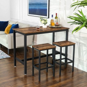 Set Masa si scaune Model Shane, 120x60x90 cm, Maro Rustic/Negru - Img 4