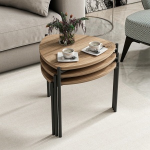 Set masute de cafea stivuibile, 3 bucati Lenny Nuc 45x45x45 cm - Img 4