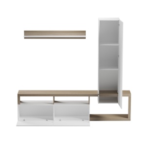 Set mobilă living Leganto, stejar sonoma/alb, 220.5x35x197.5 cm - Img 2