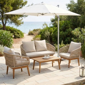Set mobilier de grădină Macrena, 4 piese, natural/bej