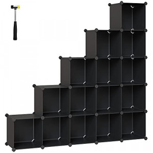 Sistem de depozitare modular, 15 cuburi Model Marcos, Negru, 123x31x123 cm - Img 2