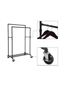 Suport pentru haine cu roti, Songmics, 2 sine, 110 kg, HSR60B, Negru - Img 7