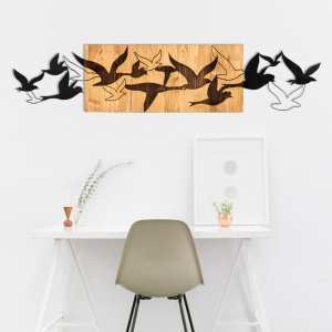 Tablou din lemn si metal Albatros Negru 111x25 cm - Img 3