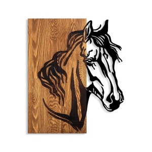 Tablou din lemn si metal Horse Nuc 48x57 cm - Img 6