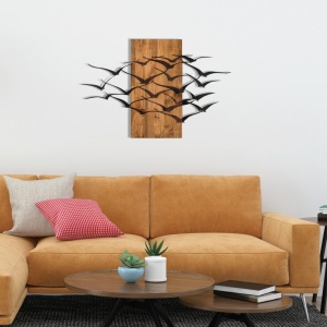 Tablou din lemn si metal Migration Negru 86x58 cm - Img 2