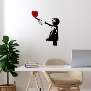 Tablou metalic Banksy Rosu 105x85 cm - Img 3