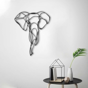Tablou metalic Elephant Negru 52x41 cm - Img 1