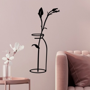 Tablou metalic Flower Negru 33x0.15x71 cm - Img 2