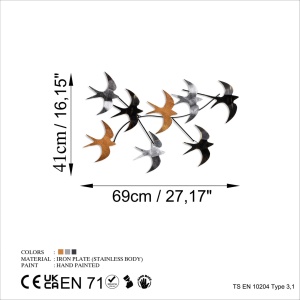 Tablou metalic Flying Multicolor 69x41x7 cm - Img 7