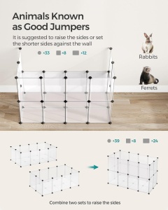 Tarc pentru animale de companie, modular, , Songmics, Alb, 125x63x42 cm - Img 4