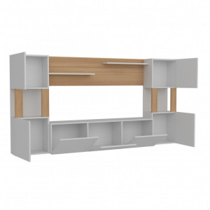 Ansamblu Comoda TV Lore Alb-Teak - Img 7